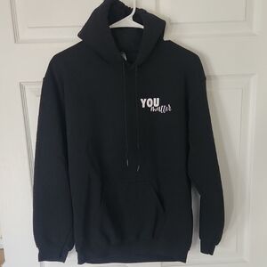 Unisex Black Hoodie with 'You Matter' Message, Small